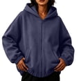 thumbnail image 4 of QUNYINEY Hoodie Women Blue Zip Up Fall Sweatshirt Casual Hooded with Pocket Long Sleeve Loose Fit Sweatshirts for Women S-2XL, 4 of 6