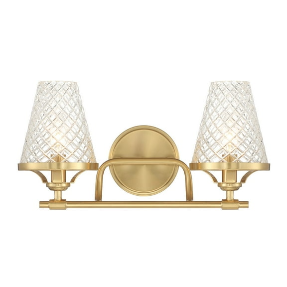 Candler 2-Light Bathroom Vanity Light in Warm Brass