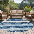 thumbnail image 4 of Round Rugs 7Ft, Navy Blue Coastal Beach Round Area Rug Washable Indoor Throw Carpet, Nautical Starfish Coral Vintage Wooden Large Non Slip Circle Rug for Dining Room Playroom Home Decor Aesthetic, 4 of 8