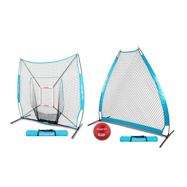 7x7 DLX Baseball Softball Practice Net Bundle with Portable A
