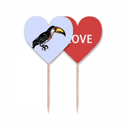 Painting Toco Tropical Bird Toothpick Flag LOVE Heart Lable Cupcake Pick