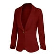 thumbnail image 6 of UAMVSH Womens Casual Blazers Open Front One Button Ruffle Long Sleeve Suit Jacket Work Office Dressy Coats Shawl Collar Outerwear(Medium,Red), 6 of 6