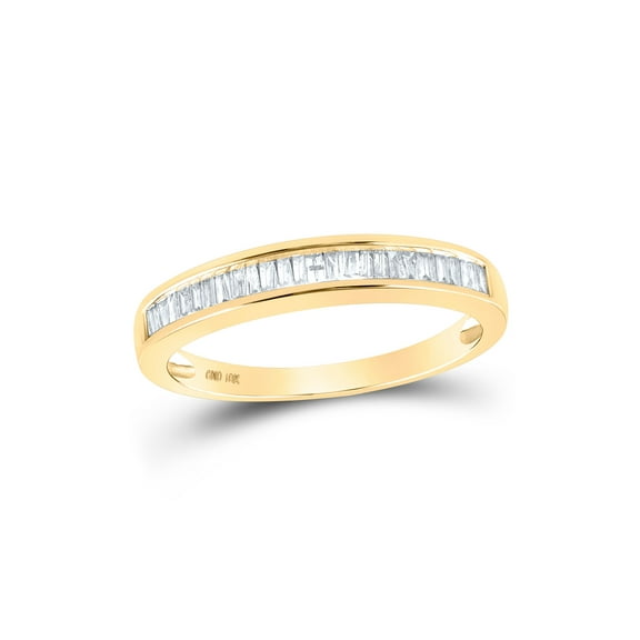10kt Yellow Gold Womens Baguette Diamond Wedding Band 1/4 Cttw
