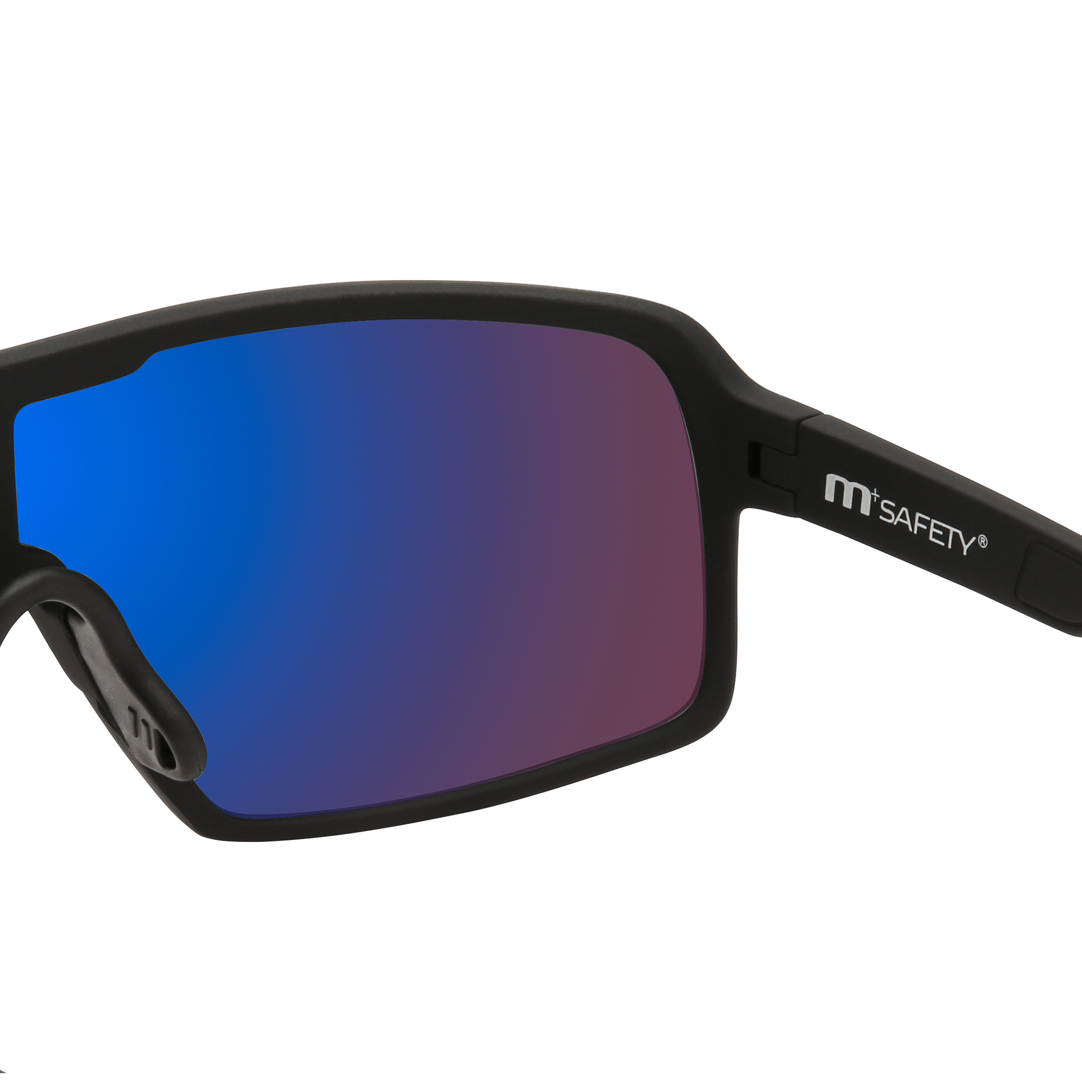M+ Safety Glasses, Unisex, MS369150BLKR Lens revo blue, 1 pc