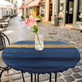 thumbnail image 6 of Blue Gold Wave Round Tablecloth for 36-44 Inch Tables, Fitted Table Cover with Elastic Edge, Summer Coastal Ocean Stripe Waterproof Outdoor Table Cloth Protector for Patio Garden Dinner Picnic, 6 of 9