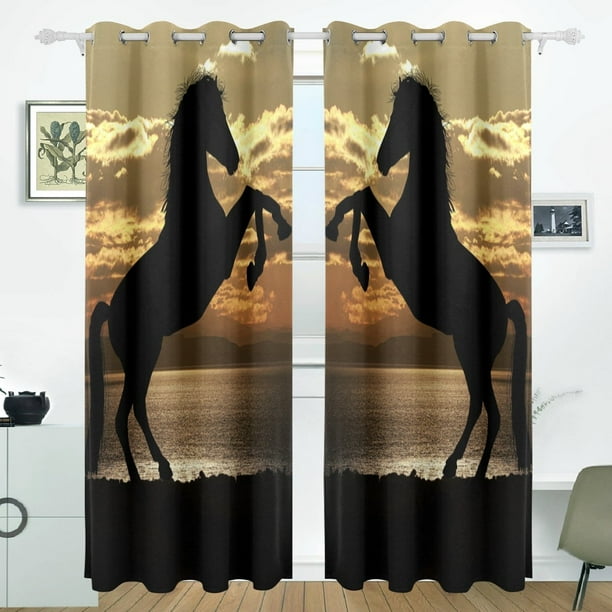 POPCreation Horse Under Sunset Window Curtain Blackout Curtains