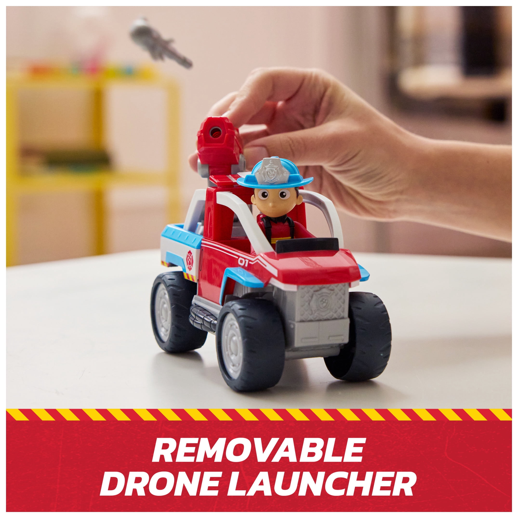 PAW Patrol Fire Rescue, Fire ATV Vehicle with Ryder Figure & Drone Launcher, for Kids 3+
