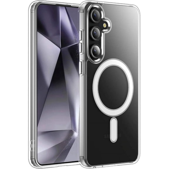 Entronix Magnetic Clear Case for Galaxy S25 FE, Anti-Yellowing Protective Hard PC Back Cover