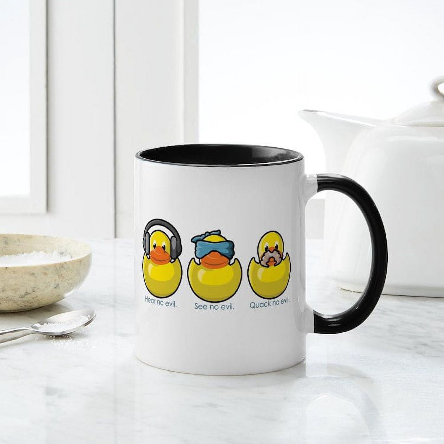 CafePress No Evil Ducks Mug - 11 Oz Ceramic Coffee Cup, Dishwasher Safe