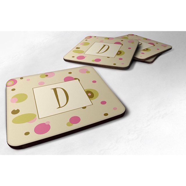 ""Caroline'S Treasures Cj1004-Dfc Posavasos De Espuma Con Monograma Y Puntos Tostados (Juego De 4) Letra Inicial D 3.5"""" H X 3.5""" W Multicolor""