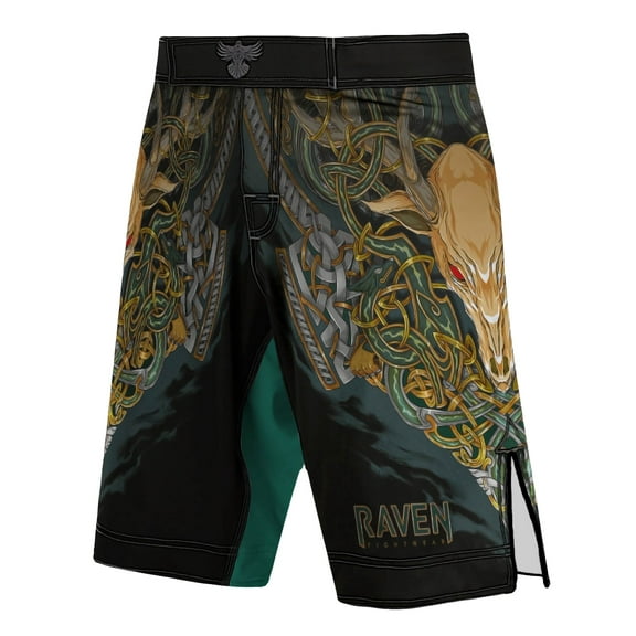 Raven Fightwear Men's Celtic MMA Shorts BJJ Black/Green