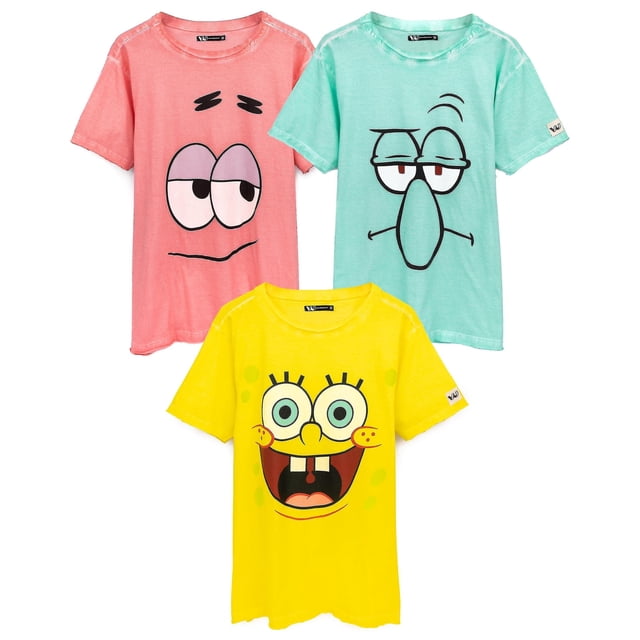 Spongebob Squarepants T-shirt à Manches Courtes pour Hommes Vert Squidward