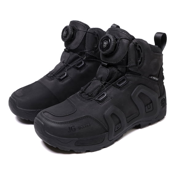 JG-WOLVES Unisex Motorcycle Riding Boots, Quick-Lacing Knob Mid-Top Motorbike Boots, Anti-Collision Wear-Resistant Shoes for Commuting, Scooter Riding, Adventure Touring