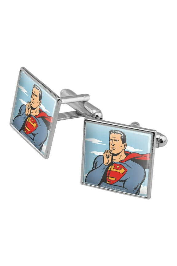 Superman Thinking Square Cufflink Set - Silver or Gold