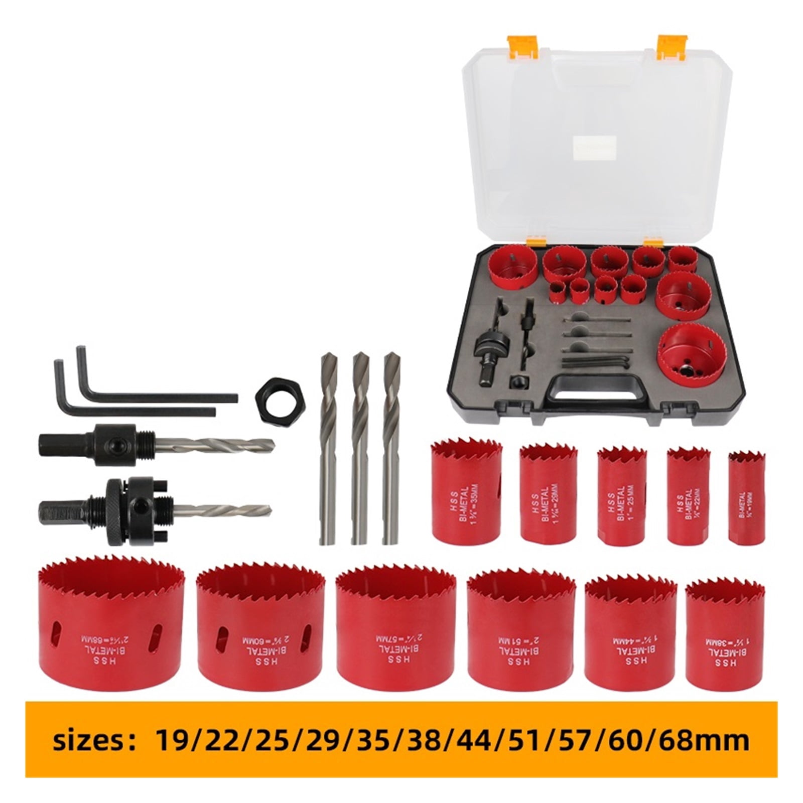 19Pcs Hole Saw Kit 19-68mm M42 Bi-Metal Hole Saw Cutter Drill Bits Set For Drilling Wood Drill ,Safety and Durable