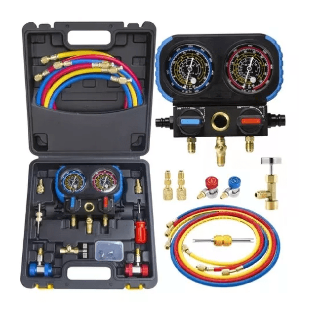 Juego De Manómetros Para Refrigeración R134 R22 R404 R410 Estuche