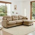 thumbnail image 4 of 107" Chenille Cloud Sectional Couches for Living Room, Fluffy Modular Cloud Couch Sectional with Chaise, Camel 3 Seater Sofa with Ottoman, Sofas para Sala, Comfy L Couch Set with Deep Seat, 4 of 11