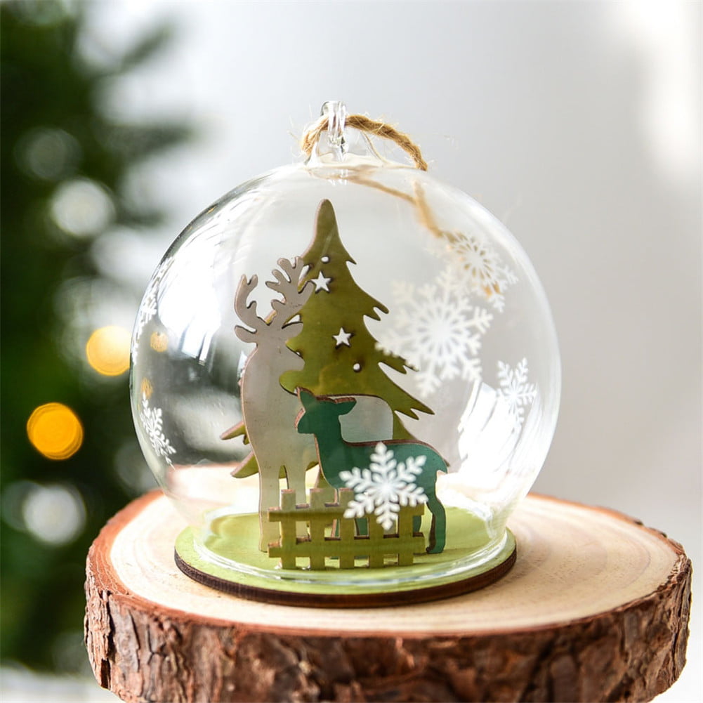 3-1/7 Inch iEGrow 6 x Christmas Tree Balls Hanging Glass Balls Snow Pattern Glass for Christmas Tree Holiday Party Festival Restaurant Decoration Dia 80mm