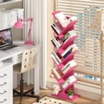 thumbnail image 4 of LELELINKY 10 Tier Freestanding Bookshelf, Wooden Storage Organizer for Living Room, Home Office, Kitchen, Pink, 4 of 8