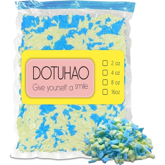 Bean Bag Filler, Blue & Yellow Shredded Memory Foam, Bean Bag Stuffing for Easy Pillow, Mattress Grade Replacement Filling for Dolls, Dog Beds and Pillows (Blue & Yellow,2 LB)