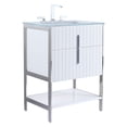 thumbnail image 2 of Fine Fixtures Serenity 24 in. W x 18 in. D x 33.5 in. H Bathroom Vanity in White Matte with Glass Sink top with an 8 in. Widespread Faucet Hole with Chrome Hardware, 2 of 4