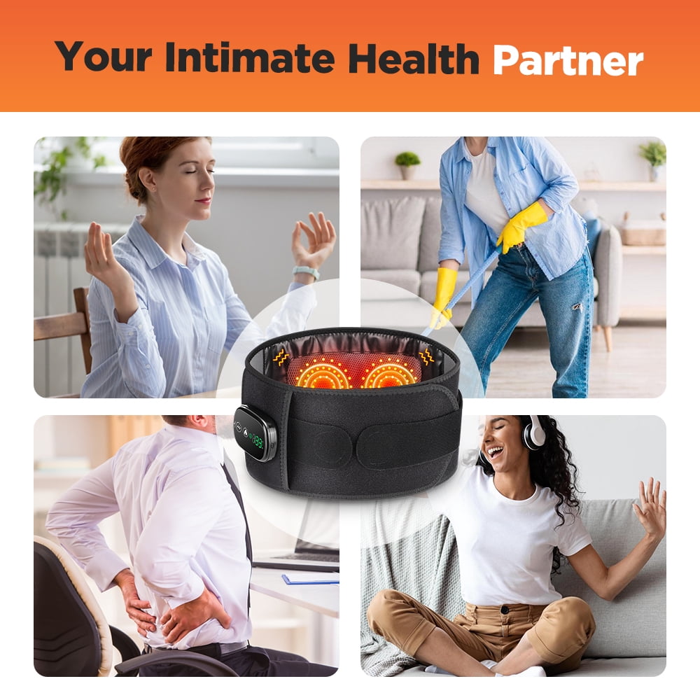 Flaremore Cordless Heating Pad with Massager for Back,Portable Lower Back Massager Waist Belt 5000mAh Black