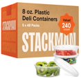 thumbnail image 1 of Contenedores de plástico Stack Man 240 juegos de 240 ml con tapas herméticas, 1 of 6
