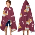 thumbnail image 3 of Christmas Corgi Hooded Bath Towel，60"x35" for Ages 3 To 12 Kids, Quick Dry Lightweight Soft Microfiber Hood Beach Towel Cover Up for Kids, 3 of 7