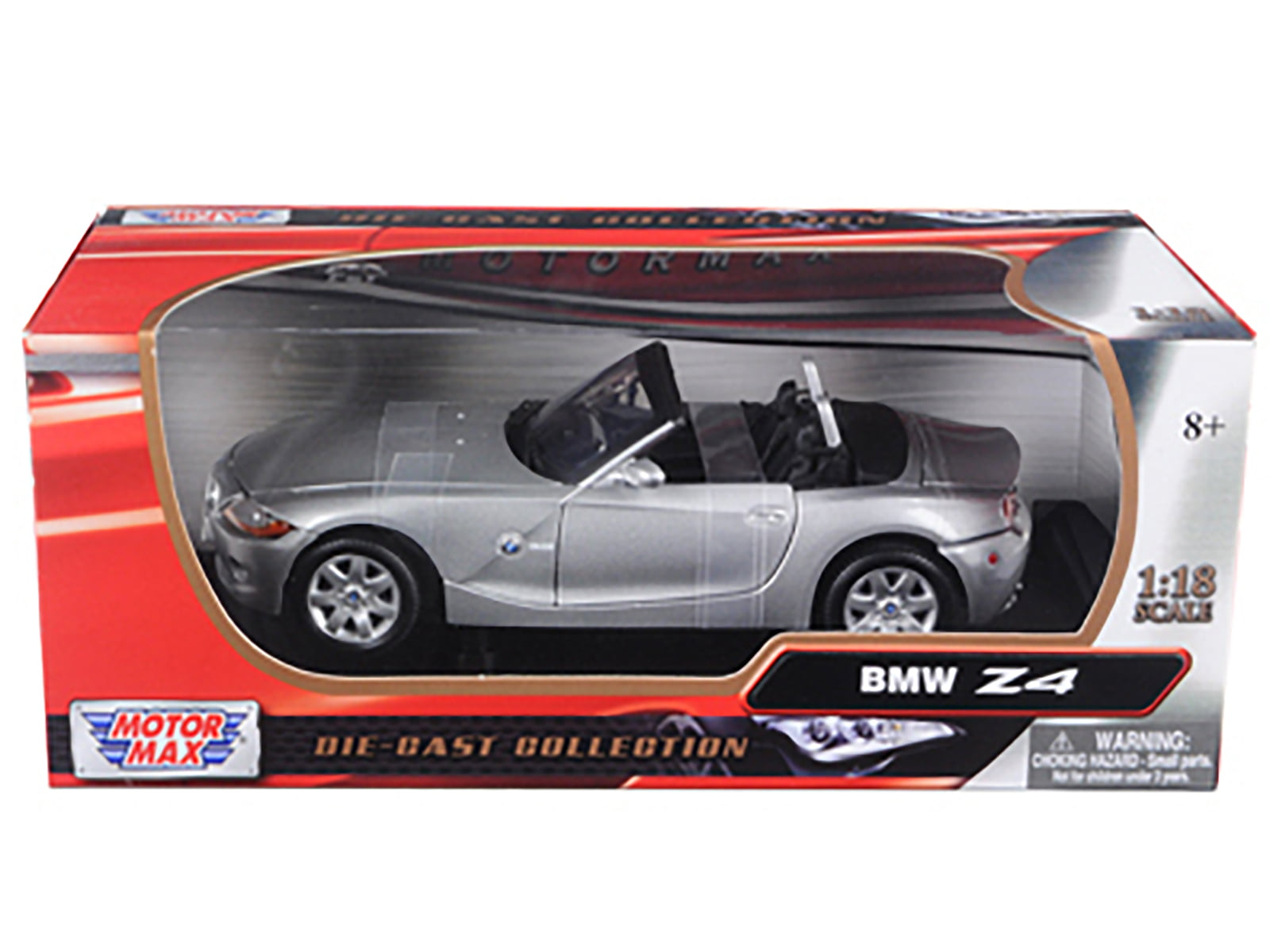 BMW Z4 Convertible Silver 1/18 Diecast Model Car by Motormax