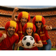 thumbnail image 2 of Peluca Para Adultos Aficionados De Futbol Soccer Rojo y Amarillo, 2 of 5