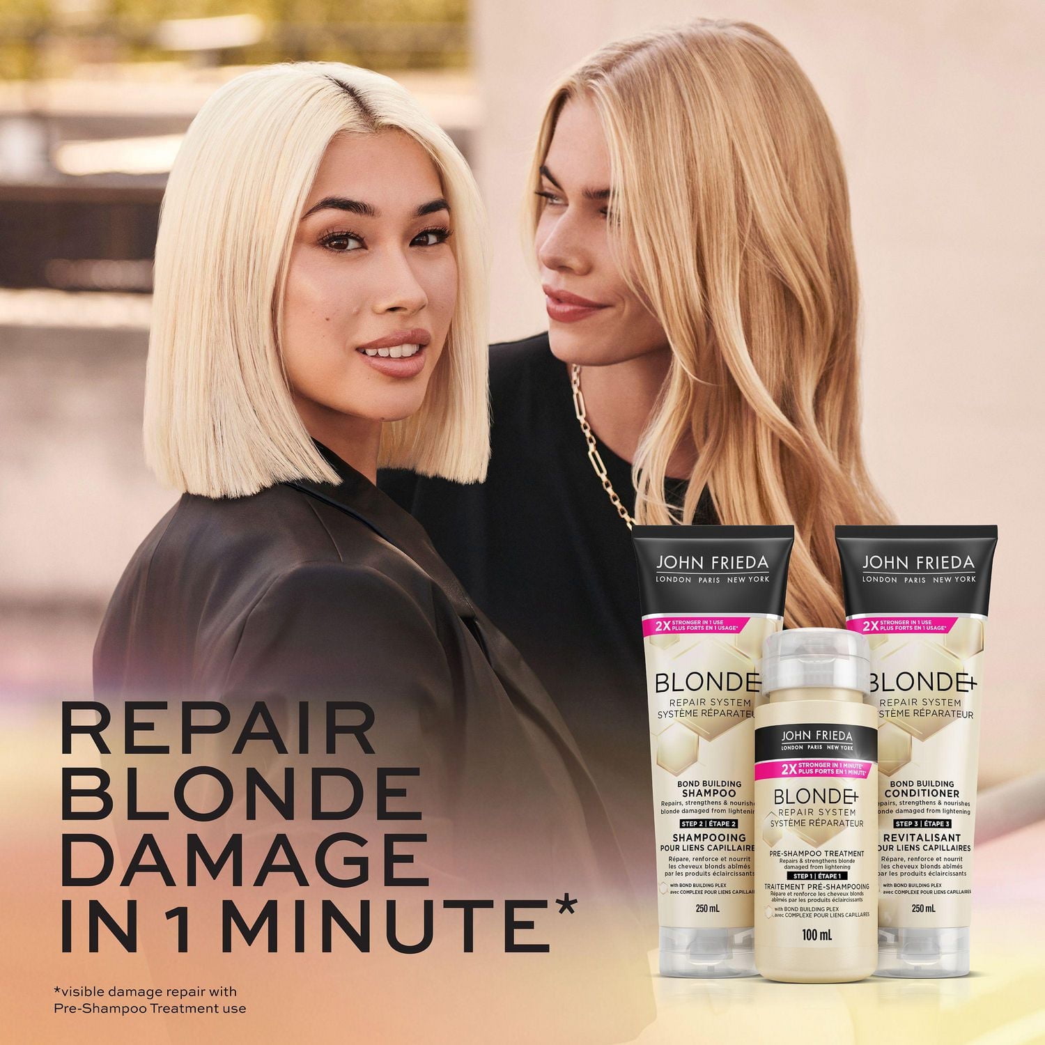 John Frieda Blonde+ Système Réparateur Traitement Pré-Shampooing | Fabriqué au Canada