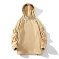 thumbnail image 2 of hopeusnice Men's Winter Solid Color Zipper Hood Sweatshirt Long Sleeve Warm Fleece llover Oversized Streetwear with Large Pockets Khaki XXXXL, 2 of 9
