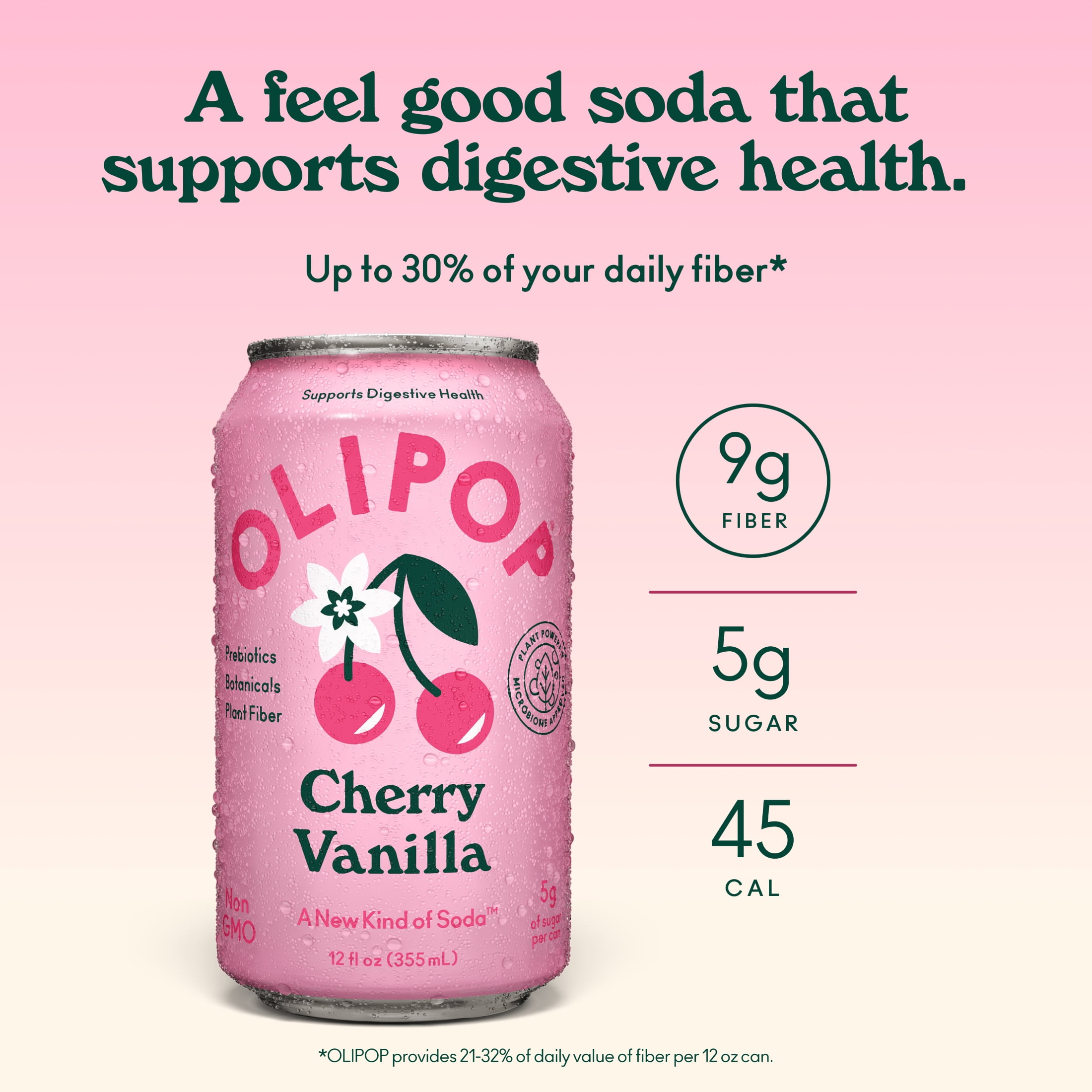 OLIPOP, Prebiotic Soda, Cherry Vanilla, 12 fl oz 12 Pack - Walmart.com