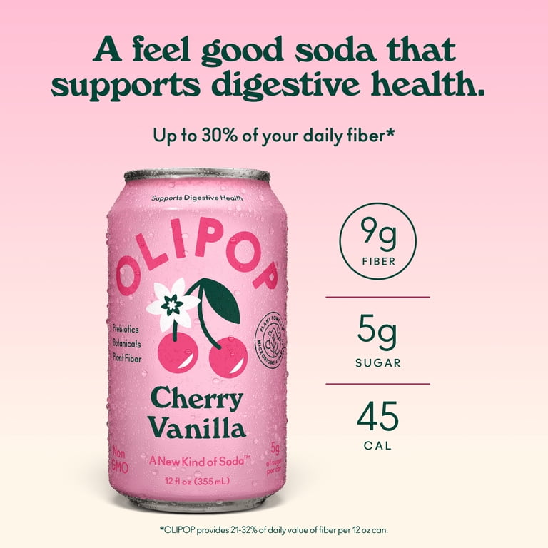 OLIPOP, Prebiotic Soda, Cherry Vanilla, 12 fl oz 12 Pack - Walmart.com