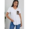 thumbnail image 3 of POGLIP Women's White Leopard Printed Splicing T-Shirt, 3 of 6