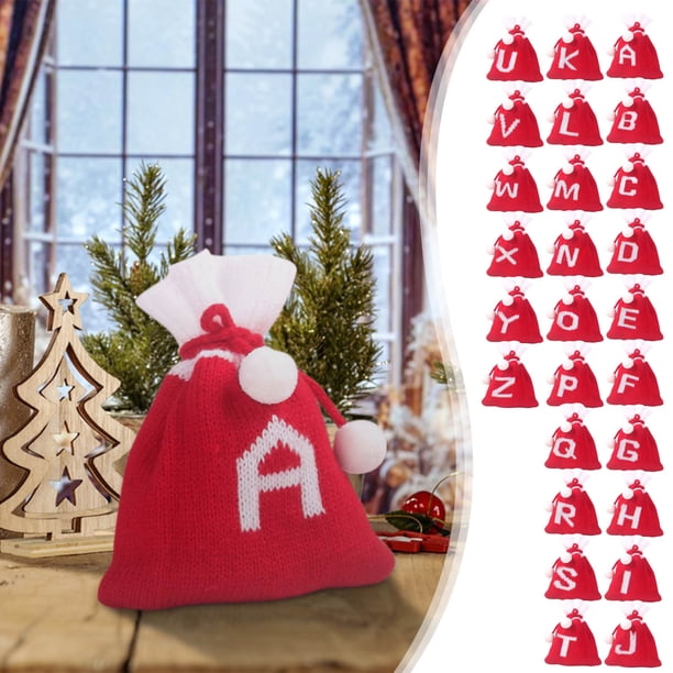Bolsas de Dulces Navideñas de Letras, Diseño de Punto Bordado, Decoración Navideña Personalizada, Adorno de Versátiles para El Árbol, Porta Tarjetas de Regalo, Fácil de Colgar, Decoración Festiva par
