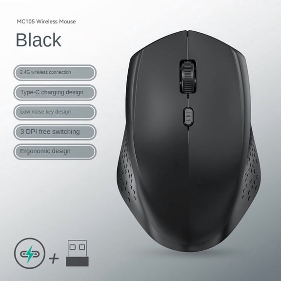 Bluetooth 5.2 Mouse 2.4G Wireless Mouse Dual-Mode Silent Mouse Rechargeable Gaming Mouse 1600DPI For Laptop Computer Win Mac OS