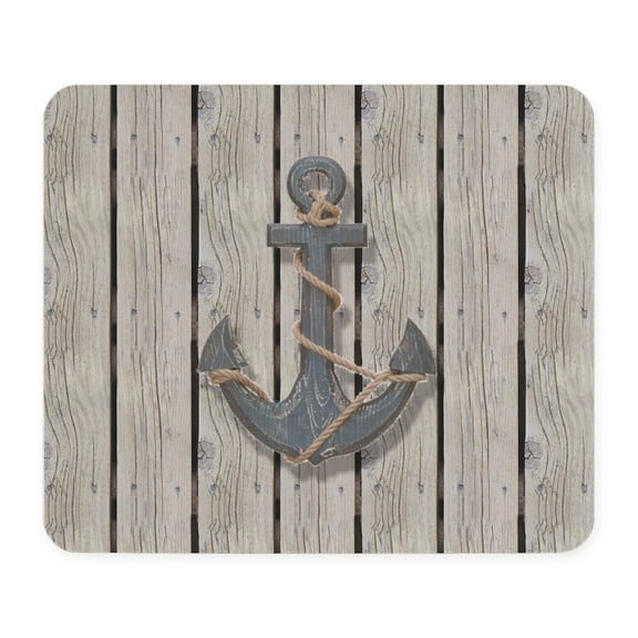 CafePress - Shabby Chic Wood Blue Anchor Mousepad - Non-slip Rubber Mousepad, Gaming Mouse Pad