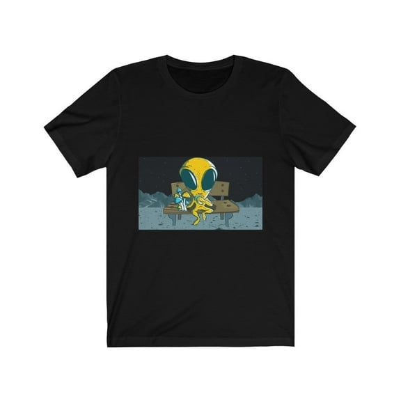 for Alien UFO Fan Yellow Alien Eating Mushroom UFO TShirt