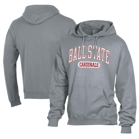 Men's Comfort Wash  Gray Ball State Cardinals Lightweight Fleece Pullover Hoodie