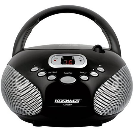 koramzi portable cd boombox sound system with top-loading cd player, am/fm radio and aux line-in-
