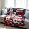 thumbnail image 4 of Anhility 4th of July Floral Flannel Throw Blanket, 27.6x39.4in Red White Blue USA Flag Design for Independence Day, Summer Nap, Office & Air Conditioned Room Use, 4 of 6