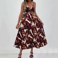 thumbnail image 3 of Vestido sin Mangas para Mujeres con Cuello en V Vestido de Moda Impreso Tropical, Correas Ajustables para Uso Casual Y Diario, 3 of 4