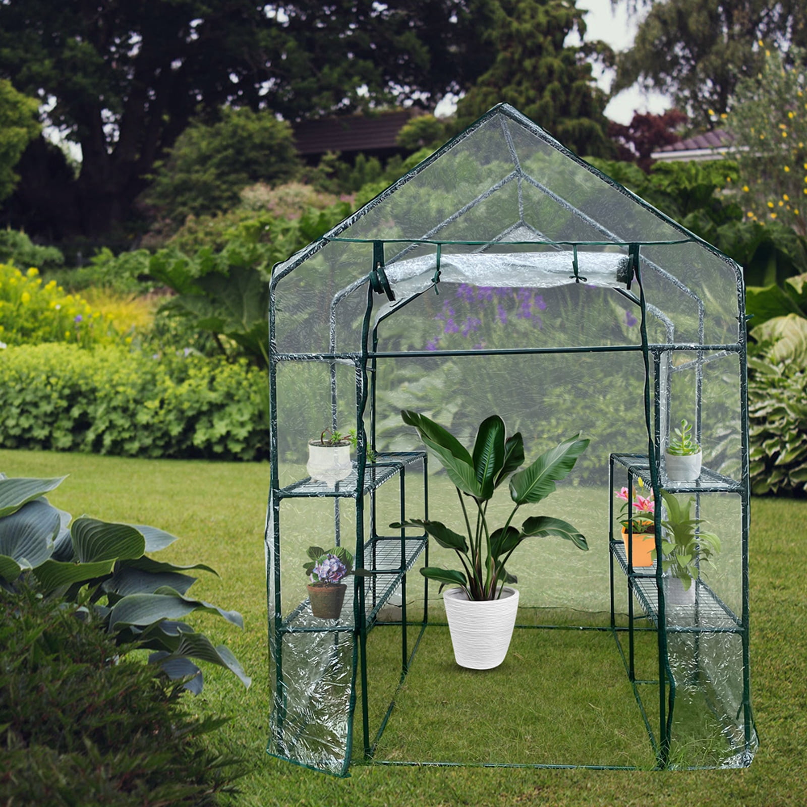 Private Jungle 56" W x 56" D x 76" H,Walk in Outdoor Plant Gardening Greenhouse 2 Tiers 8 Shelves - Window and Anchors Include(Clear) Private Jungle 56" W x 56" D x 76" H,Walk in Outdoor Plant Gardening Greenhouse 2 Tiers 8 Shelves - Window and Anchors Include(Clear)
