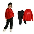 thumbnail image 4 of Teen Kids Toddler Sweatsuit,2PC Long Sleeve Red Pullover Hoodie Leggings Pants Fall Winter Clothes Tween Clothes 12-13 Years Cute&nbsp;Boys Girls&nbsp;Clothing, 4 of 6