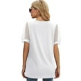 thumbnail image 3 of Womens Summer Tops V Neck T Shirts Swiss Dot Puff Sleeve Tops Loose Casual Tshirts, 3 of 5