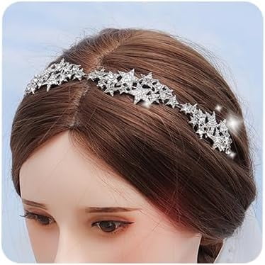Bridal Crystal Star Tiara Crown Rhinestone Headband for Wedding Prom Party Hair Jewelry for Women