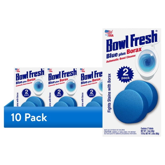 (1 pack) Bowl Fresh Blue Plus Borax, Automatic Toilet Bowl Cleaner and Deodorizer, 2 Tablets