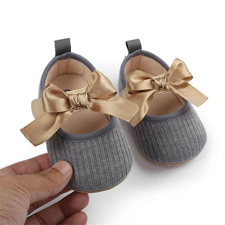 

Toddler Kids Girls Soild Colour Bowknot Princress Shoes Soft Sole The Floor Barefoot Non Slip First Walkers Prewalker Shoes