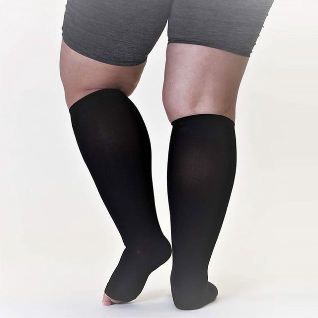 Chaussettes de Compression Grande Taille 5TG 6TG 7TG pour Hommes Femmes Anti-Varices Thrombus Genouillères Élastiques Course Voyage Récupération